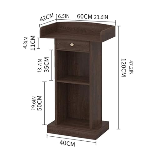 CAMBOS Lectern Podium Stand with Drawer and Storage - Wooden Standing Reception Desk Pulpit