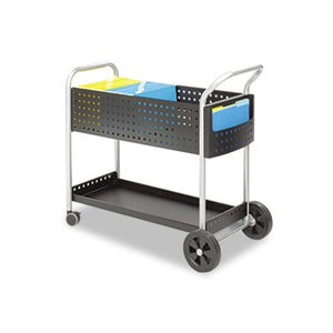 Safco Scoot Mail Cart, One-Shelf, Black/Silver