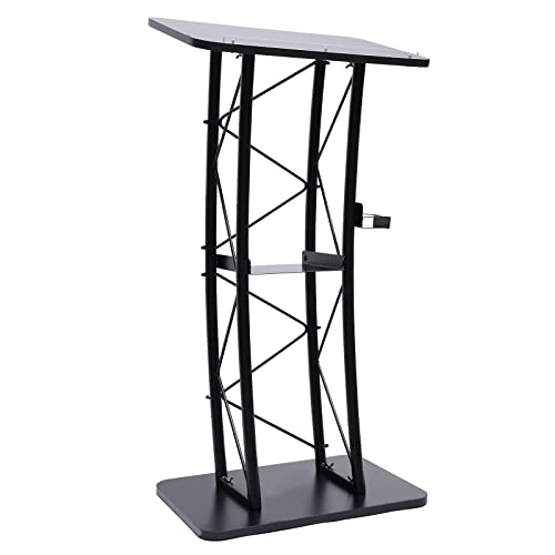 JAYEUW Curved Podium Stand for Churches with Cup Holder