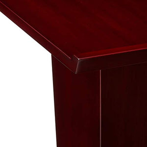 Displays2go Floor Podium with Wood Grain Style, V-Shape with Tilted Lectern Surface, Mahogany (LCTDIARM)