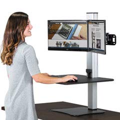 Victor High Rise Collection DC450 Dual Monitor Electric sit Stand Workstation, Motorized Standing Desk with Dual Monitor Mount, Black