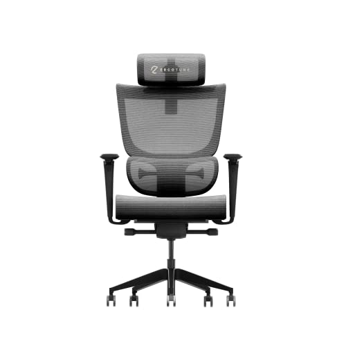 ErgoTune Supreme Ergonomic Office Chair - Adjustable Backrest, Lumbar Support, Headrest, 5D Armrests - High Back Breathable Mesh Recline (Charcoal Black)