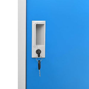 vidaXL Steel Locker Cabinet Set 5 pcs in Light Gray/Blue - School/Office Lockers, Storage Organizer w/Locks 35.4"x17.7"x36.4