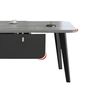 KWOKING Modern L-Shape Executive Desk with Steel Base - White 78.7"L x 23.6"W x 29.5"H
