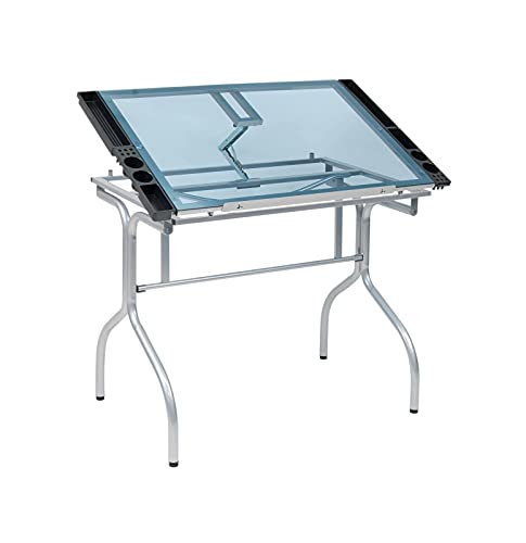 Folding Modern Glass Top Adjustable Drafting Table Supplies Adjustable Desk Craft Table Drafting Table Office Furniture Drawing Supplies Desk Drawing Table Craft Desk