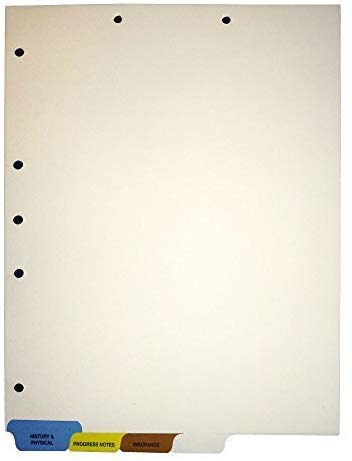Doctor Stuff - Stock Medical Chart Divider Sets, Set of 4 Index Tabs, Bottom Tab, 8-1/2" x 11-3/8", 100 Sets per Box, 4 Boxes