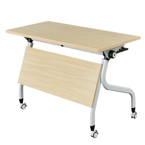 NaLoRa Laminate Flip Top Training Table with Lockable Wheels, Conference/Training/Classroom Table (Color: A, Size: 120 * 50 * 75cm)