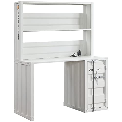 Farmhouse Computer Desk with Hutch Home Office Desk White 47" L x 24" W x 60" H
