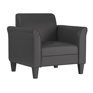 Alera ALERL23LS10B Reception Lounge Series Club Chair, Black/Black Leather