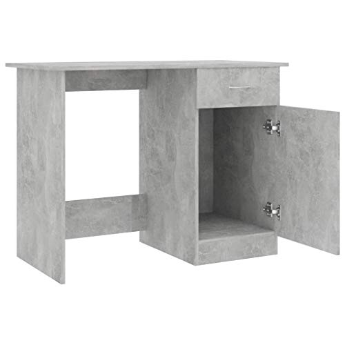 Canditree Modern Writing Desk with Storage Drawer and Cabinet, Computer Desk Workstation for Home Office (Concrete Gray)