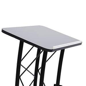 YIYIBYUS Curved Podium Stand Metal Black Pulpit Lectern 1.2m Height, Countertop 60x40cm