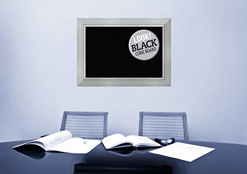 Framed Black Cork Board Bulletin Board | Black Cork Boards Romano Silver Frame | Framed Bulletin Boards | 43.25 x 31.25