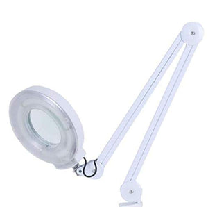 FBITE 8X LED Magnifying Lamp with Clamp - Full Spectrum Daylight Lens - Adjustable Swivel Arm - Black