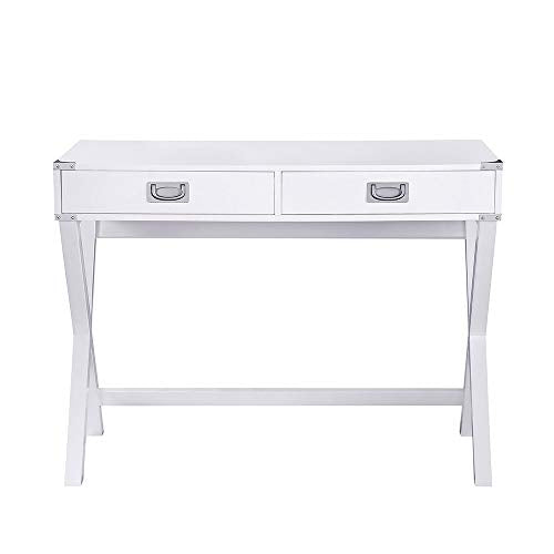 WOODEEM White Desk with Drawers, Pre-Build Drawers, Computer Desk Industrial Style, Writing Desk with Storage Modern Office Table 40"