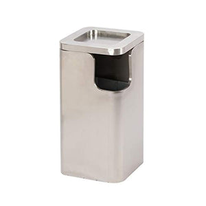 Outdoor Stainless Steel Garbage Bin Large Capacity Trash Can with Ashtray Hotel Lobby KTV Shopping Mall Waste Bin (Color : B-Silver)