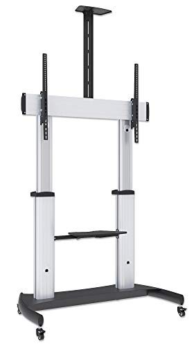 Manhattan Heavy Duty Mobile Rolling TV Cart Stand for 60-100 Inch Flat Screens - Tilt/Height Adjustable - 2 AV Shelves - 461672