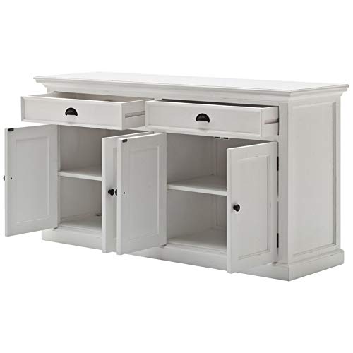 Beaumont Lane Wood China Cabinet/Hutch Buffet/Bookcase in Pure White