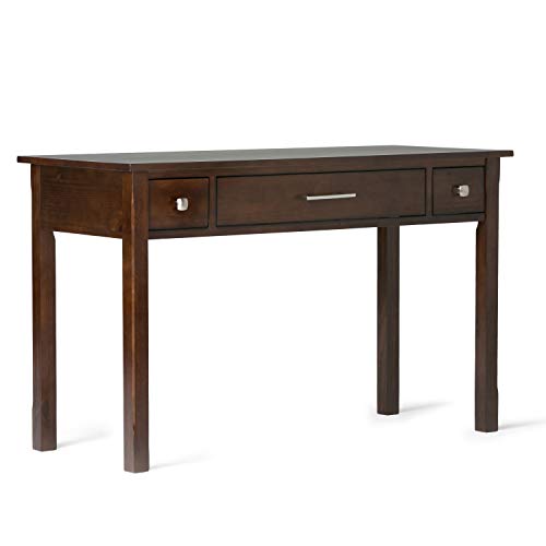 SIMPLIHOME Avalon SOLID WOOD Contemporary Modern 47 inch Wide Home Office Desk, Writing Table, Workstation, Study Table Furniture in Dark Tobacco Brown with 2 Drawerss