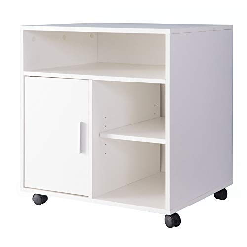 Basicwise Printer Kitchen Office Storage Stand with Casters, Black (QI003556.B)