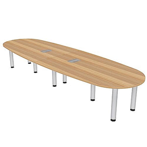 SKUTCHI DESIGNS INC. 10 Person Oval Conference Table with Power/Data | Silver Legs | Harmony Series | 10x4 Driftwood