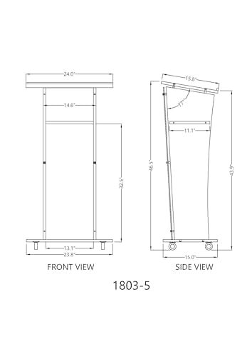 FixtureDisplays Acrylic Church Podium Pulpit with Black Wood Shelf and Cup Holder on Wheels