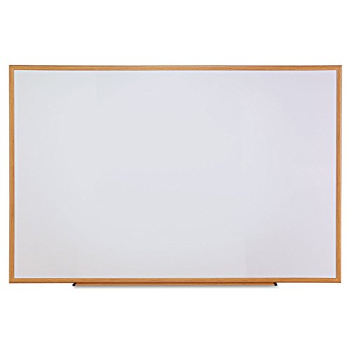 Universal 43621 Dry-Erase Board, Melamine, 72 x 48, White, Oak-Finished Frame