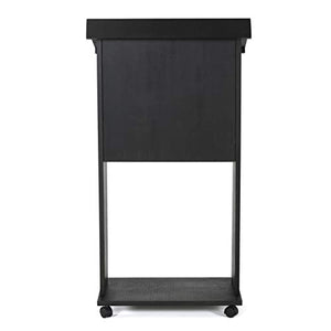 M&T Displays Black Plywood Floor-Standing Podium Lectern with Microphone Slot and Storage Shelf