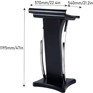 CAMBOS Wooden Lectern Podium Stand - Ideal for Churches, Classrooms, and Conferences, Black