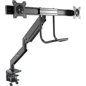 StarTech.com Desk Mount Dual Monitor Arm with USB & Audio - Slim Full Motion Adjustable Dual Monitor VESA Mount for up to 32" Displays - Ergonomic Articulating - C-Clamp/Grommet (ARMSLIMDUAL2USB3)