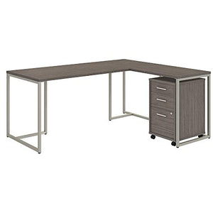 Office by kathy ireland Method 72W L Shaped Desk with 30W Return and Mobile File Cabinet in Cocoa
