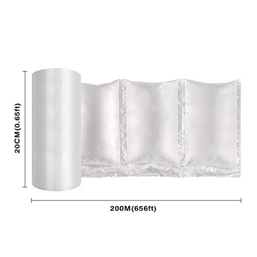 JZBRAIN Air Cushion Film 72002 Air Pillows Air Bubble Bags Wrap Packing Roll, 1 Roll 200mm X 100mm X 200m X 0.02mm Air Cushion Films ONLY Compatible with JZBRAIN Air Cushion Machine (4 Rolls)