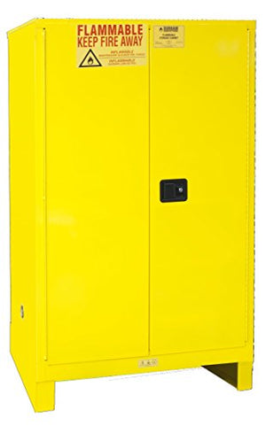Durham 1090ML-50 Flammable Safety Cabinet with 2 Manual Door and Legs, 43" x 34" x 71", 90 gal Capacity, Yellow