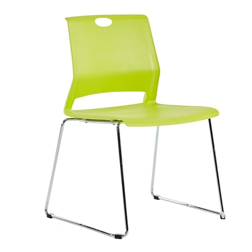 FULONG Stacking Chairs Set of 4, Durable Plastic Seat, Green Chairs for Library, Conference Room