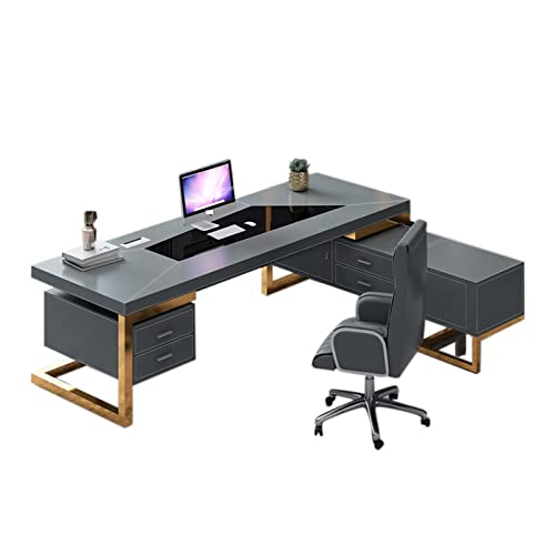 TAPIVA Luxury Blue Leather Office Desk with Drawer
