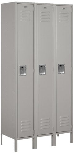 Salsbury Industries 61365GY-U Standard Metal Locker Single Tier 3 Wide 6 Feet High 15-Inch Deep Gray Unassembled Gray
