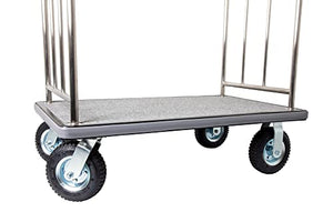 Wholesale Hotel Products Bellman's Cart - Stainless Steel Finish - Gray Carpet - 800 lbs. Capacity