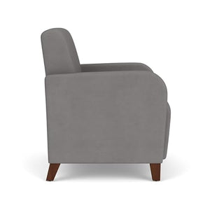 Lesro Siena Polyurethane Lounge Reception Guest Chair in Gray/Walnut