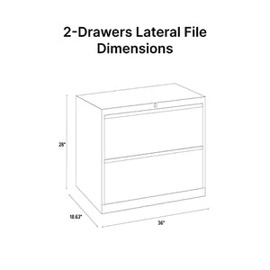 Hirsh Industries 2 Drawer Metal File Cabinet - 36" Wide Commercial Grade Lateral Filing Storage with Lock - Classic Blue (12 Cabinets)