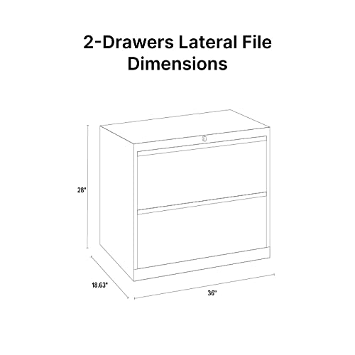 Hirsh Industries 2 Drawer Metal File Cabinet - 36" Wide Commercial Grade Lateral Filing Storage with Lock - Classic Blue (12 Cabinets)