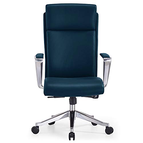 Adjustable Ergonomic Draper Leather Executive Chair with Aluminum Frame Dark Teal