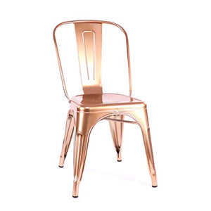 Design Lab MN Dreux Light Rose Gold Steel Side Chair, Set of 4, Chrome Light Rose Gold, Null