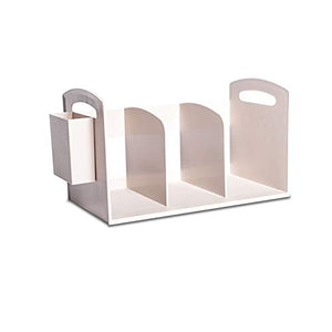 WASHLA Desktop Bookshelf File Rack with Pen Holder Box (Color: D)