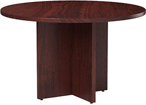Basyx BLC48DNN BL Laminate Series Round Conference Table, 48 by 29.5-Inch, Mahogany