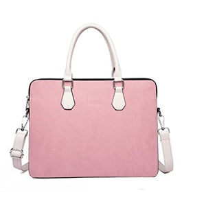 SFFZY PU Leather Handbag Women Briefcase Leather Female Laptop Messenger Business Female Document Shoulder Bag (Color : Pink, Size : 15.6-inch)