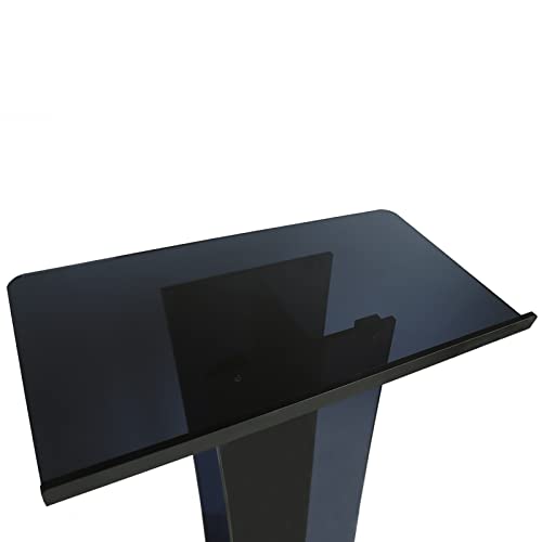 TBVECHI Clear Acrylic Podium Lectern Stand 23.6'' x 15.7'' x 43'' Curved Black - Easy Assembly