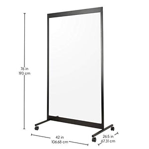 Factory Direct Partners 12793-BK Clear Acrylic Mobile Room Divider with Locking Casters