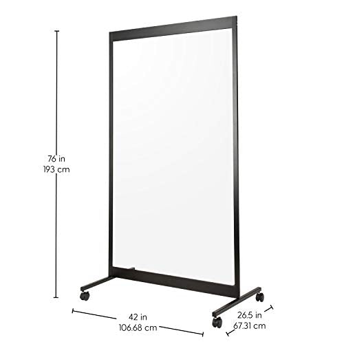 Factory Direct Partners 12793-BK Clear Acrylic Mobile Room Divider with Locking Casters
