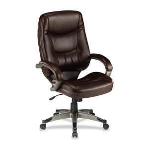 Lorell High-Back Executive Chair, 26-1/2 by 28-1/2 by 46-1/2-Inch, Saddle/Leather