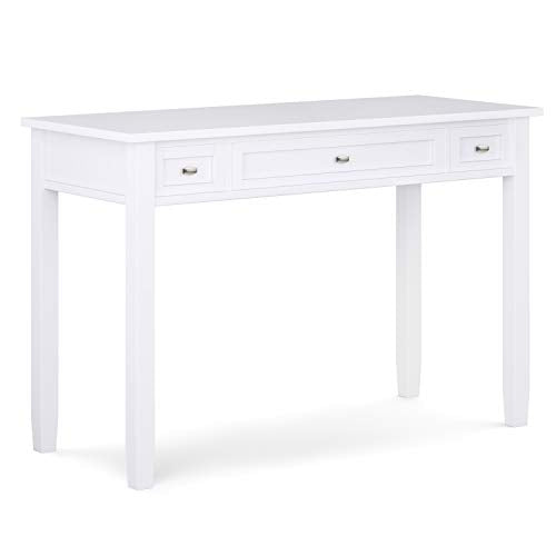 SIMPLIHOME Warm Shaker SOLID WOOD Rustic Modern 48 inch Wide Home Office Desk, Writing Table, Workstation, Study Table Furniture in White with 2 Drawerss