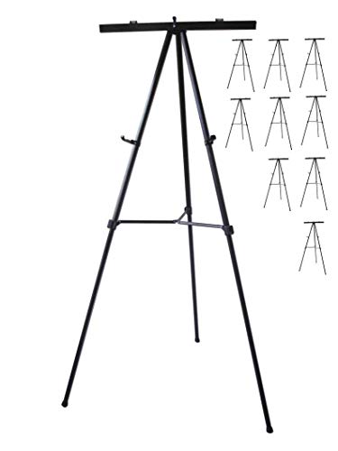 Pack of 10-Lightweight Aluminum Flip-Chart Presentation Easel, Black (10 Pack)